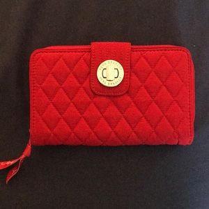 Microfiber Red Turnlock Wallet